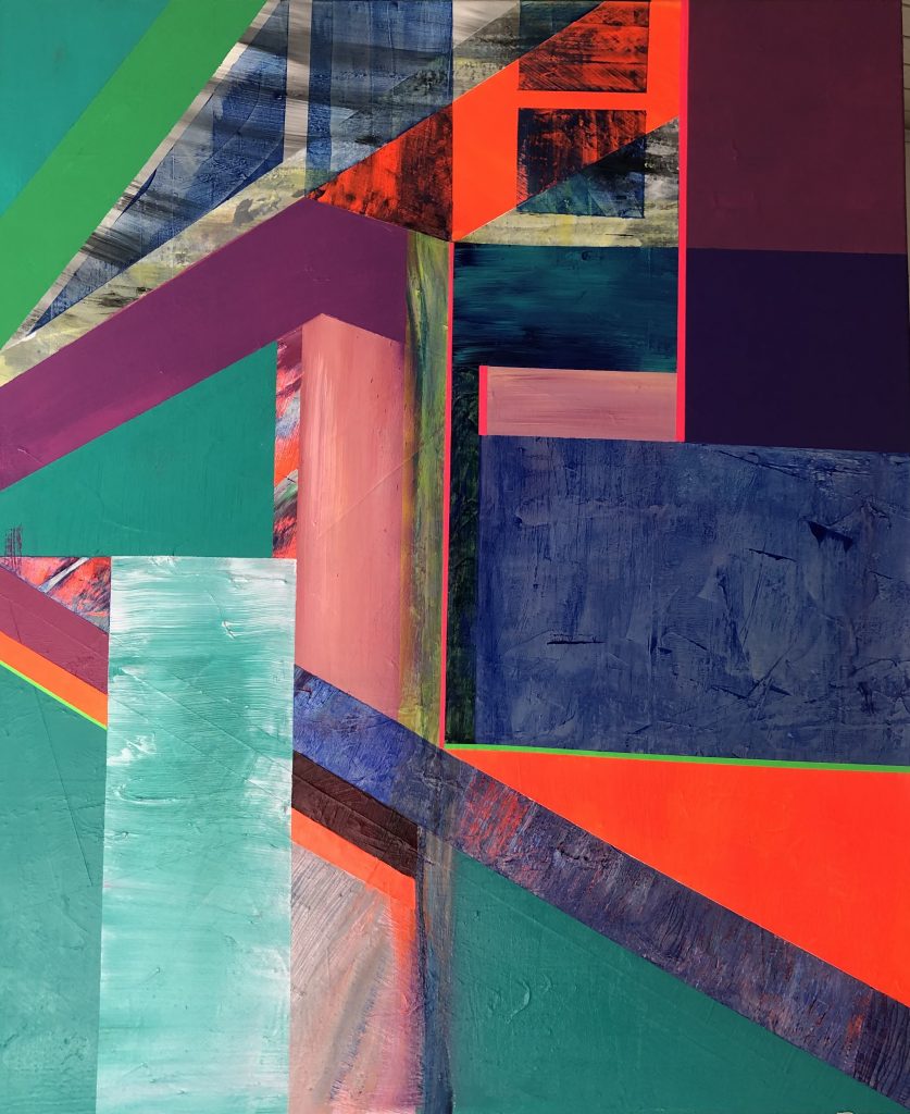 Ursula Schregel, ohne Titel, 2022, Acryl und Tape auf Leinwand, 120x100cm